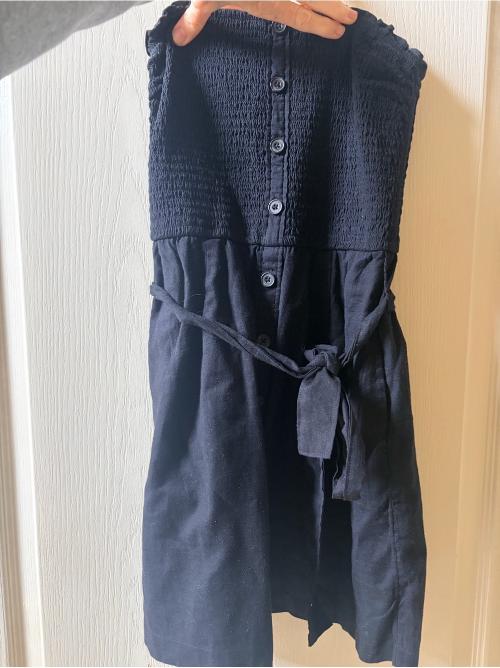 Abercrombie Strapless black  Button-Front Sundress with Waist Tie - Size S